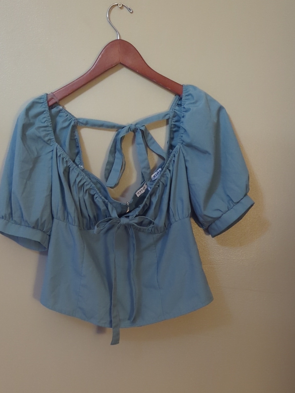 HYFVE Light Blue Peasant Tie-Back Blouse